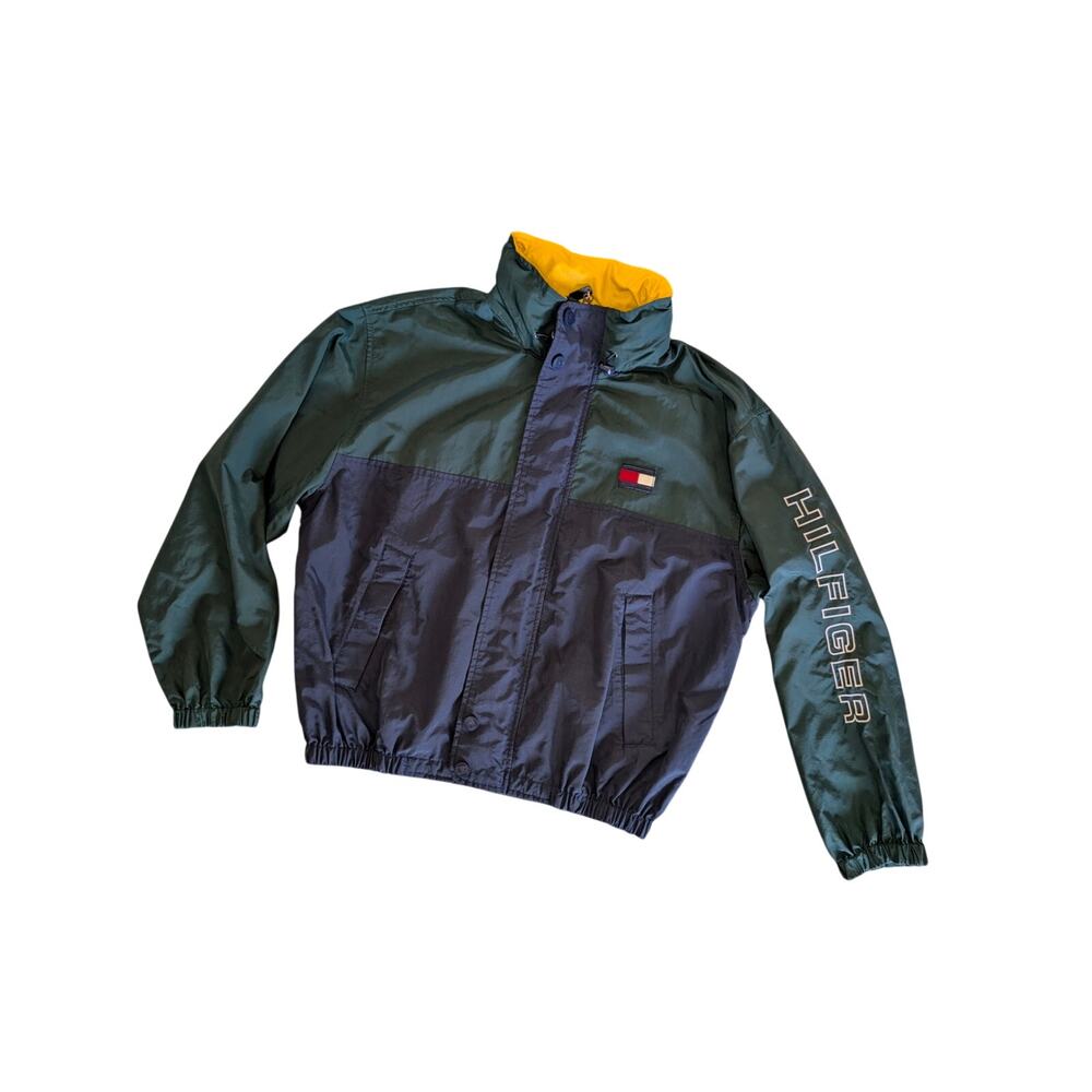 Tommy Hilfiger Mens Jackets, 90s Full Zip Hooded Anorak Windbreaker Jacket, Sz M